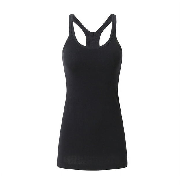Chaleco de yoga largo básico de primavera y verano para mujer, ropa deportiva para correr y fitness con almohadilla para el pecho, parte superior cruzada con espalda en I para mujer
