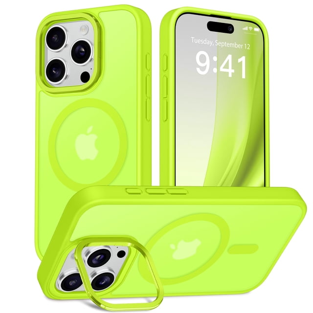 Funda de teléfono GolbinBox para iPhone 15 Pro con Magsafe Fluorescence Green