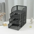 thumbnail image 5 of Qwtwty Office Accessories Mesh Desk Supplies Organizer with 3 Drawer Office Desktop Organizers And Accessories Stationery Caddy, Black, 5 of 7