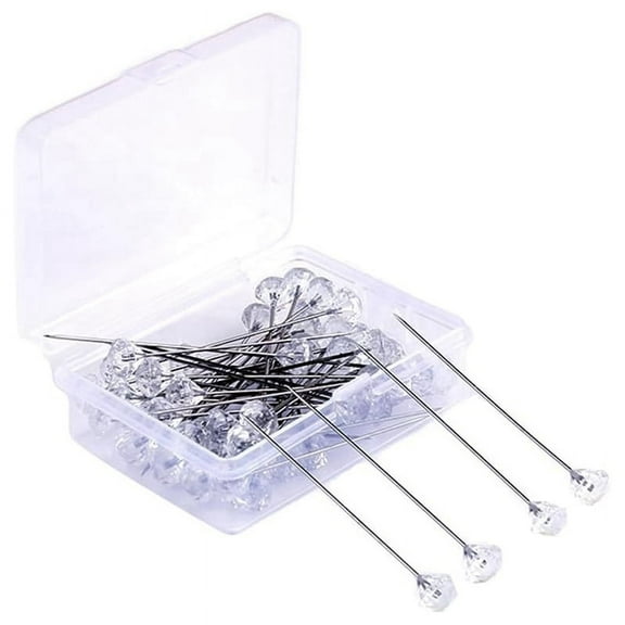50 Pcs Corsage Bouquet Pins,2 Inch Flower Diamond Rhinestone Brooch, Straight Needle for Wedding Bride Hair Accessories