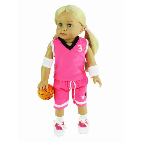 Pink Basketball Player 7pc Outfit For 18 Inch Dolls