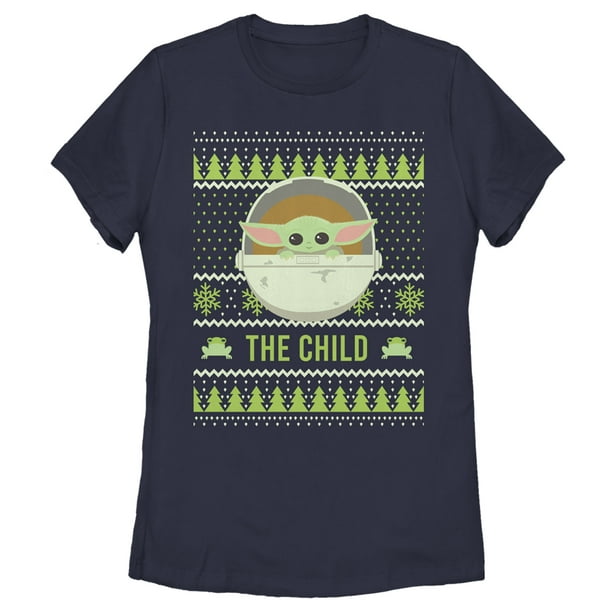 gebruik Geld rubber Roest Women's Star Wars The Mandalorian The Child Ugly Christmas Frog Graphic Tee  Navy Blue Large - Walmart.com