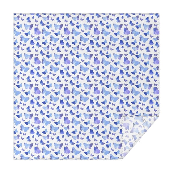 Light Blue Butterfly Purple Pattern Square Tablecloth,Waterproof Square Table Cover,Wipeable Spillproof Washable Table Cover for Home Kitchen Party Decor 42"X42"(107x107cm)