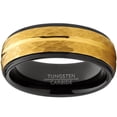 thumbnail image 3 of Metal Masters Mens Two-Tone Black Goldtone Hammered Brushed Tungsten Wedding Ring 8mm Comfort-Fit Band 10.5, 3 of 6