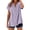 Purple, variant on Women's Shirts Short Sleeve Button Up Plus Size Striped V Neck Roll Cuff Loose Top