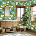 thumbnail image 4 of Retro Peel and Stick Wallpaper 23.6in x 9.8ft Vintage Floral Cup Blue Green Tones Contact Paper Vinyl Waterproof Self Adhesive Wall Paper for Bedroom Shelf Cabinet Renter Friendly, 4 of 8