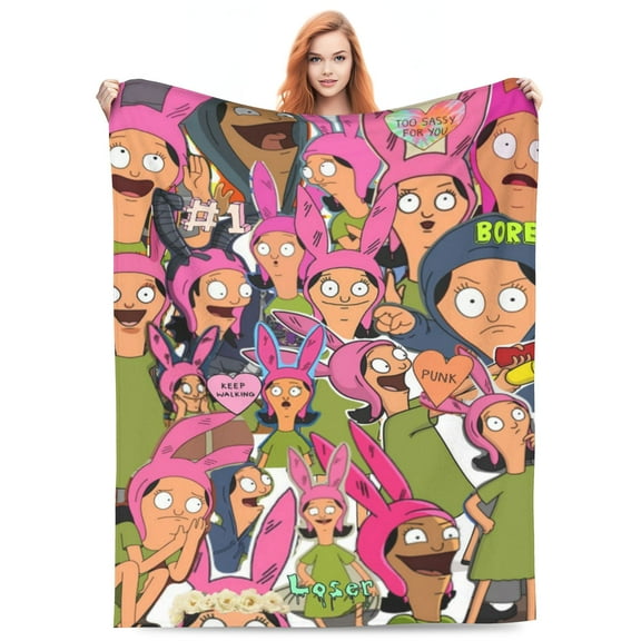 Bob's Burgers Louise Bed Blanket Super Soft Fleece Throw Blanket Lightweight Warm Cozy Cartoon Blankets Gifts for Kids Adults 40"x30"