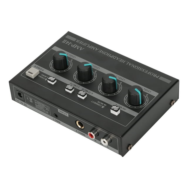 4 Way Headphone Amplifier, Professional 4 Channel Headphone Amplifier 100-240V Compact For Stage US Plug