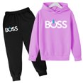 thumbnail image 3 of Ropa para niños Sudadera con capucha multicolor roja y rosa para niños y niñas Sudadera + Pantalones 2P Conjunto deportivo para correr de belleza informal y encantador para niñas, 3 of 5