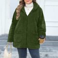 thumbnail image 4 of Lovskoo Winter Coats for Women Plus Size Fuzzy Fleece Hooded Zipper Long Sleeve Solid Color Plush Long Sleeve Hooded Casual Jacket Green, 4 of 7