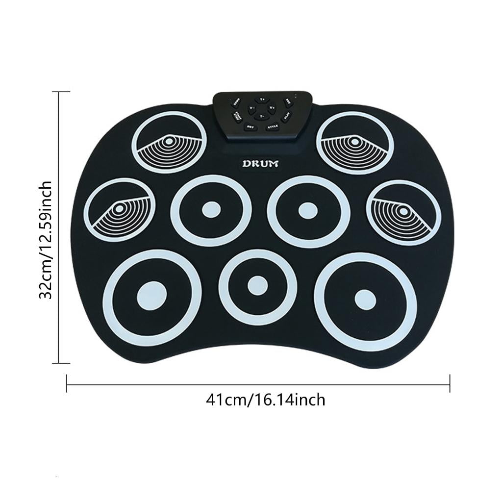 hejhncii Electronic Drum Set 9 Pads Rolls up Practice Drum Built-in Speaker Headphone Set
