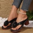 thumbnail image 5 of YLYL Women Thong Sandals with Flower Wedge Platform Chunky Heel Slip on Dressy Casual Summer Flip Flops, 5 of 7