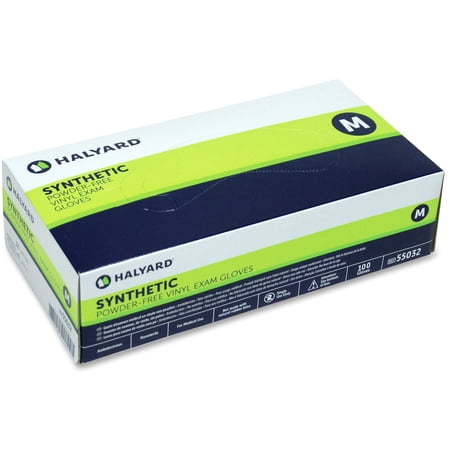 Halyard, HLY55031, Synthetic Plus PF Vinyl Exam Gloves, 100 / Box, Clear