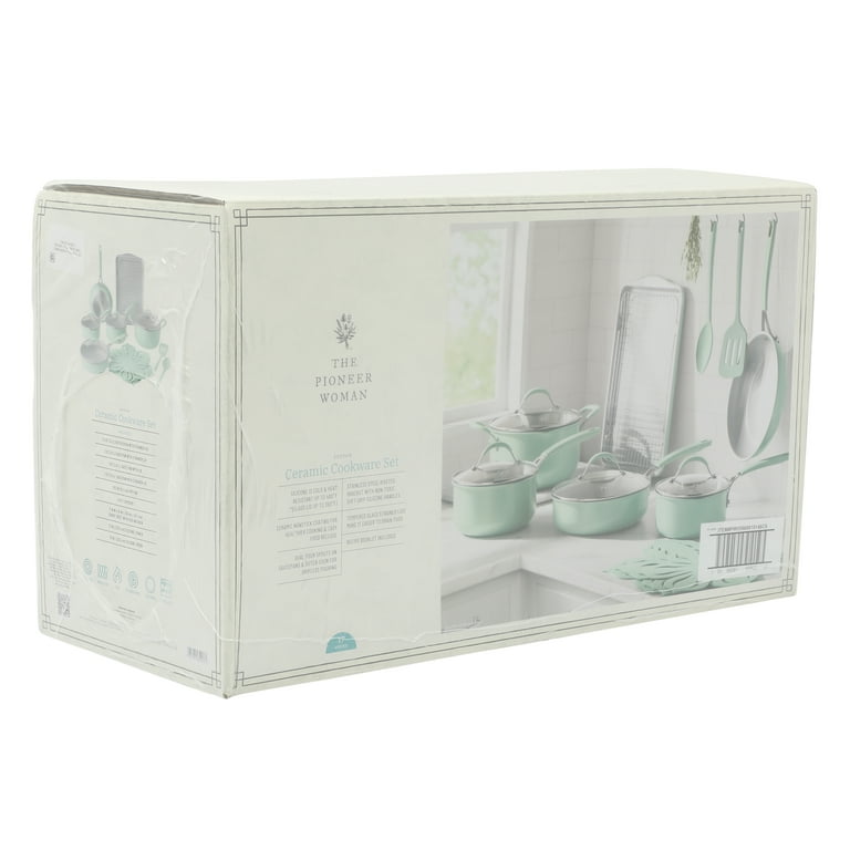 The Pioneer Woman Sutton 17-Piece Ceramic Cookware Set with