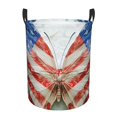 thumbnail image 1 of Balery Patriotic Butterfly Floral Cesta de ropa redonda con asas, impermeable, independiente, para ropa, juguetes, dormitorio y familia-Small, 1 of 6