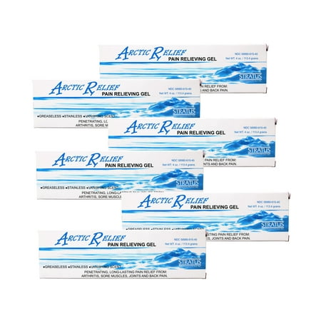 Arctic Relief Pain Relieving Gel , Long-Lasting Relief from Arthritis, Sore Muscles, Joints and Back, 3.5% Natural Menthol, 4 OZ - 6 Pack