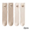 thumbnail image 3 of Godderr Kids Toddler Girls 2 Pairs Socks,Princess Cotton Stockings,Stacked Socks,Mid-Calf Socks,Bow Tie Socks for 3-12 Years Old, 3 of 6