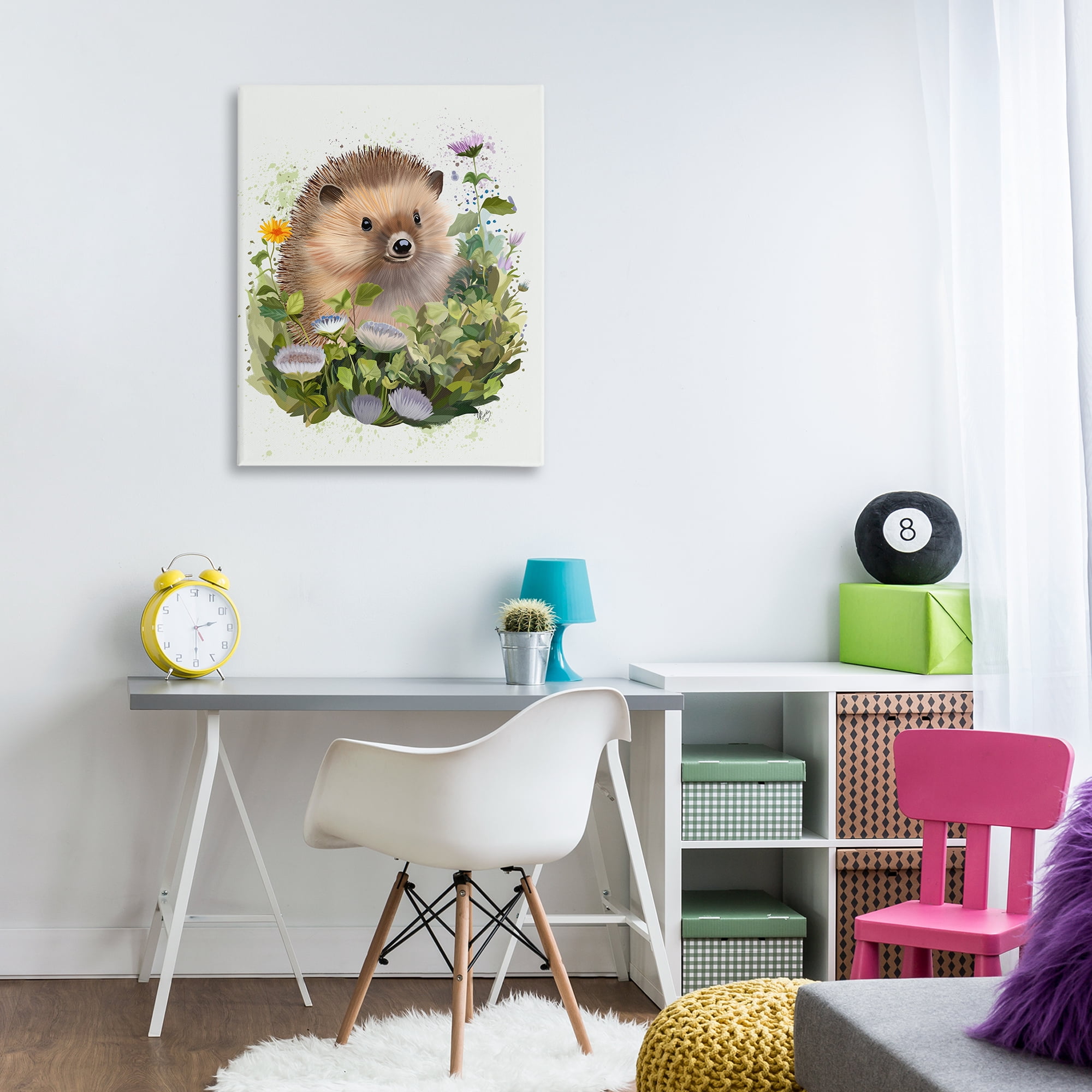 Stupell Industries Hedgehog in Floral Meadow Animals & Insects Painting Gallery Wrapped Canvas Art Print Wall Art, 30 x 40