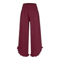 thumbnail image 2 of Red Womens Pants Women's Solid Color Fashionable Casual High Waisted Pleated Irregular Cotton Linen Loose Pants Casual Pants Women, 2 of 6