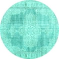 thumbnail image 1 of Ahgly Company Machine Washable Indoor Round Persian Turquoise Blue Traditional Area Rugs, 6' Round, 1 of 4