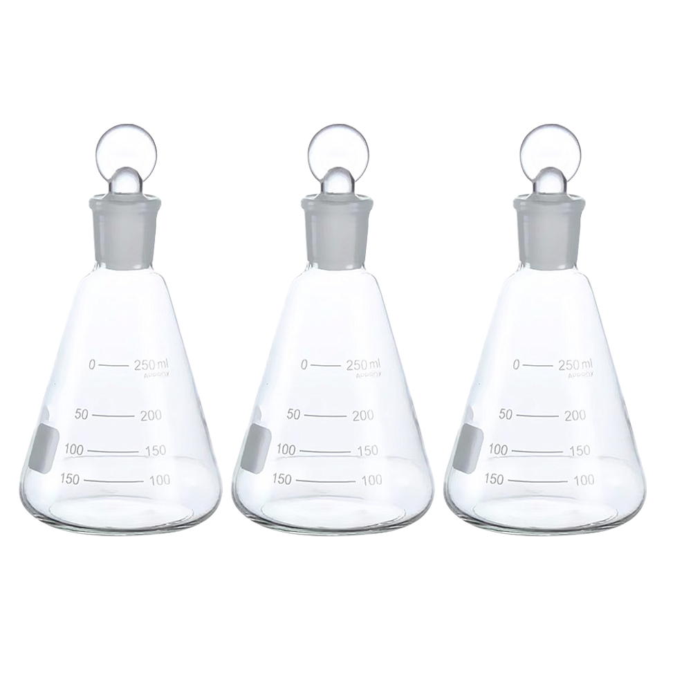 Hemoton Flask Erlenmeyer Glass Beaker Test Tubes Set Stopper 1000Ml