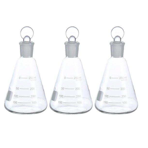 Hemoton Flask Erlenmeyer Glass Beaker Test Tubes Set Stopper 1000Ml Boiling 2000Ml Flasks