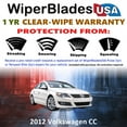 thumbnail image 2 of 2012 Volkswagen CC Beam Wiper Blades Wipers w/1yr Warranty (Set of 2) (WiperBladesUSA), 2 of 5