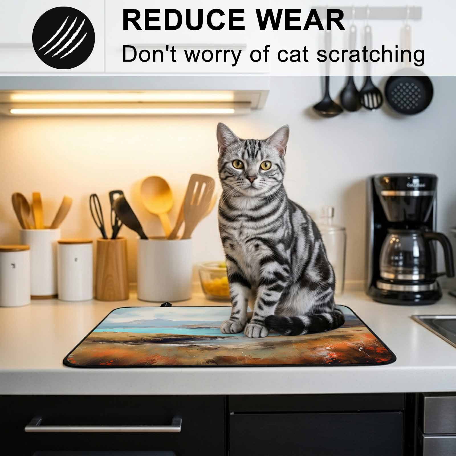 Mountain Stove Top Cover for Electric Stove, Heat-proof & Non Slip Glass Top Stove Cover Protector, Modern Landscape Oil Painting Abstract Art Kitchen Flat Cooktop Rubber Mat 24x21 Inches