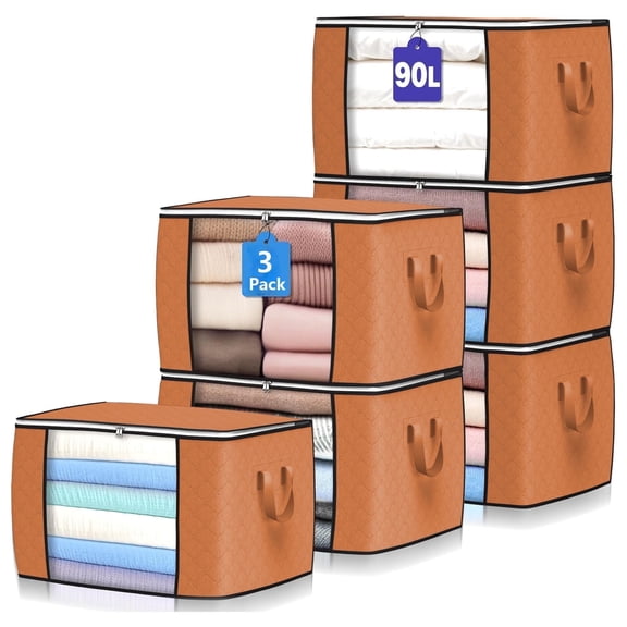 Fuebueo Storage Bags Blanket Clothes Organization and Storage Containers for Comforters,Bedding, Foldable Organizer with Reinforced Handle,Sturdy Zippers