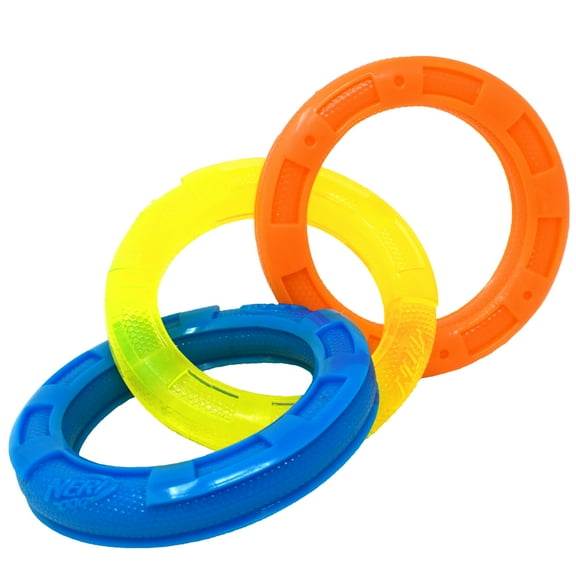Nerf Dog TPR 3-Ring Tuff Tug Dog Toy for Medium/Large Dogs, 10.5 inch