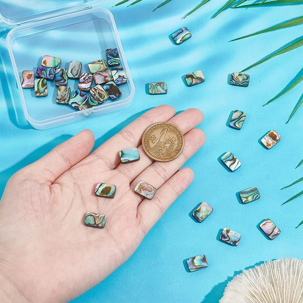 1 Strand Natural Abalone Shell/Paua Shell Beads Strands Rectangle 12x8x3mm Hole: 0.5mm about 33pcs/strand 16''(40.64cm)