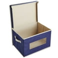 thumbnail image 5 of 3 Pack Stackable Storage Bins With Lids, Handles, Foldable for Closet Organization (12 Inch, Navy Blue), 5 of 10