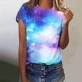 thumbnail image 5 of Ounisa Unisex Short Sleeve T Shirts Crew Neck Starry Sky Galaxy Print Casual Soft Loose Fit Spring Summer Daily Wear Fashion Tops S-5XL, 5 of 6