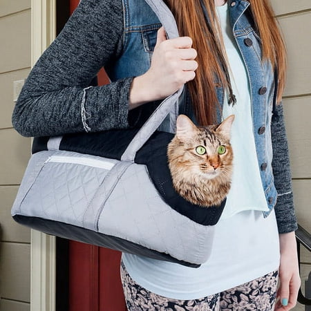 Petmaker Cozy Purse Pet Carrier, Grey/Black