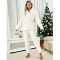 thumbnail image 2 of Women's Fluzzy Sherpa Fleece Pajamas Warm Pullover Lapel Sleepwear Sets, 2 of 8