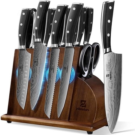 Open Box Piklohas Kitchen Knife Sets 17 Pieces Magnetic ASW20230717001 - Stainless Steel