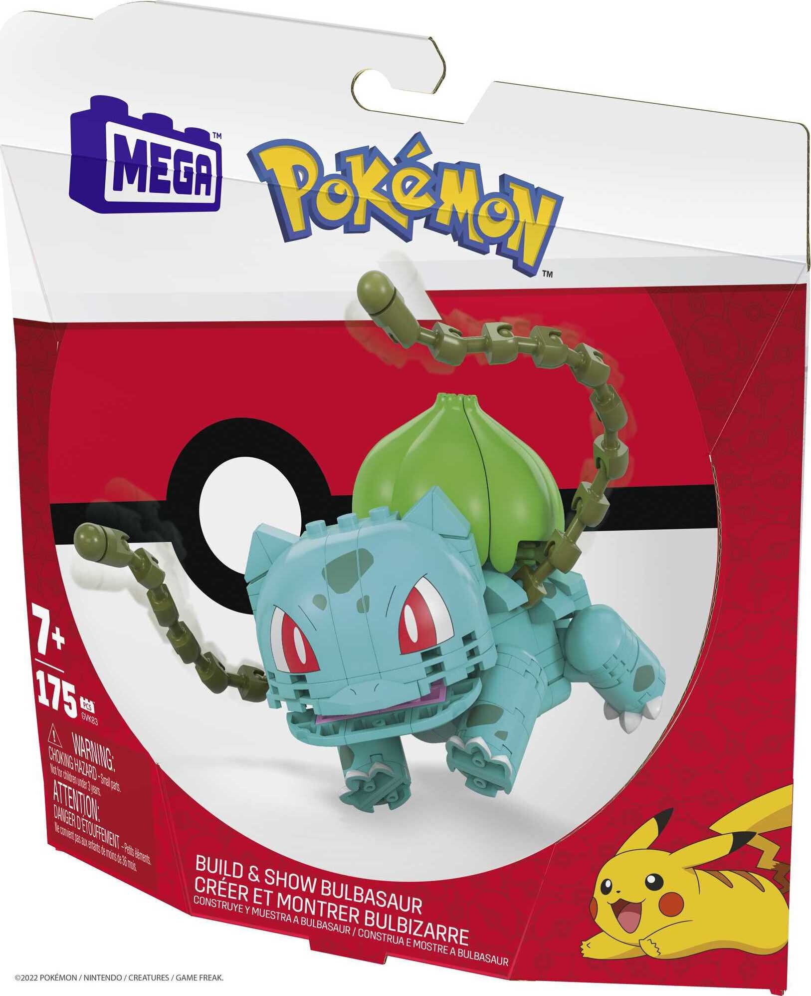 MEGA Pokemon Building Toy Kit Bulbasaur Set with 3 Action Figures (622  Pieces) for Kids