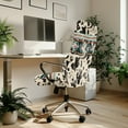 thumbnail image 3 of FKELYI Anti-Dust Office Chair Cover Stretch Fabric Computer Chair Slipcover for Armchair Swivel Boss Chair Protector for Home Office Decor, American Tribal Cow Print, Small, 3 of 6