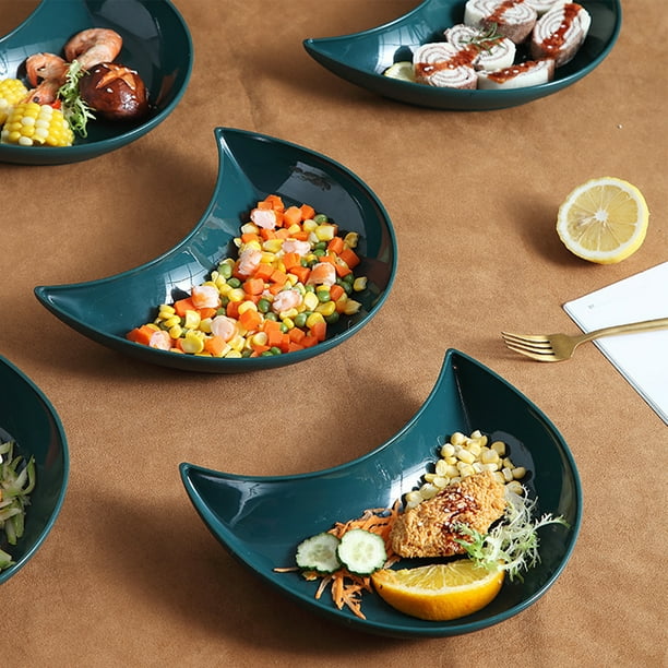 Visland 5 Pcs Crescent Shaped Dinner Plates Novelty PP No Odor
