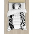 thumbnail image 1 of Letter O Twin Size Duvet Cover Set, Monochromatic Design Uppercase O with Classical Leaf and Flower Natural Motifs, Decorative 2 Piece Bedding Set with 1 Pillow Sham, Black White, by Ambesonne, 1 of 3
