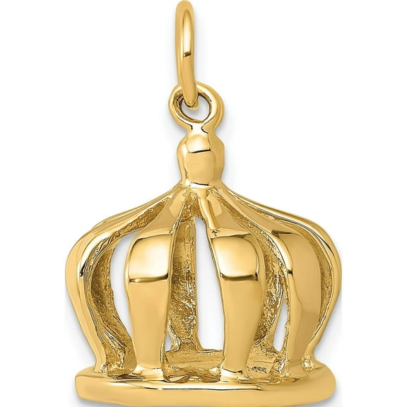 14K Yellow Gold 3D Crown Charm (20 X 12) Made In United States a0318