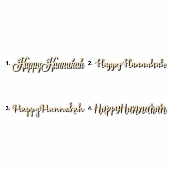 Happy Hannukah Sign Unfinished Wood Cutout Home Decor DIY Option 4- 36" Wide / 1/4"