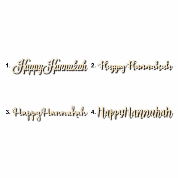 Happy Hannukah Sign Unfinished Wood Cutout Home Decor DIY Option 2- 30" Wide / 1/2"