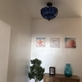 thumbnail image 4 of Tiffany Ceiling Lights Blue Stained Glass Baroque Style LED Bulbs Included for Bed Room Living Room Entryway16"W*16"D*16"H, 4 of 5