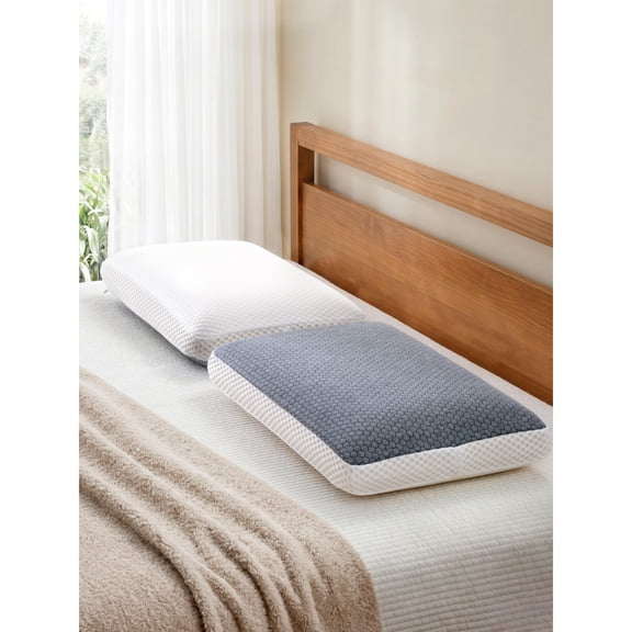 Cooling Memory Foam Pillow – Dual-Sided (Summer Cooling Year-Round Air-Layer), Soft Level for Plush Hugging Feel & Gentle Support – for Side, Back & Stomach Sleepers (Dark Gray)