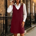 thumbnail image 5 of Liuinsasek Fall Dress for Women Fashion Sleeveless Suede V-Neck Simple and Classic Short Dress with Pockets Daily Casual Warm Outfits, 5 of 9