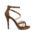 thumbnail image 3 of BLISSFUL STEP Women's Shoes Strappy Stiletto Heels Platform Ankle Strap Open Toe Faux Suede Sandals Leopard 6, 3 of 7