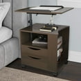 Overbed Nightstand, Wood Height Adjustable Overbed End Table with