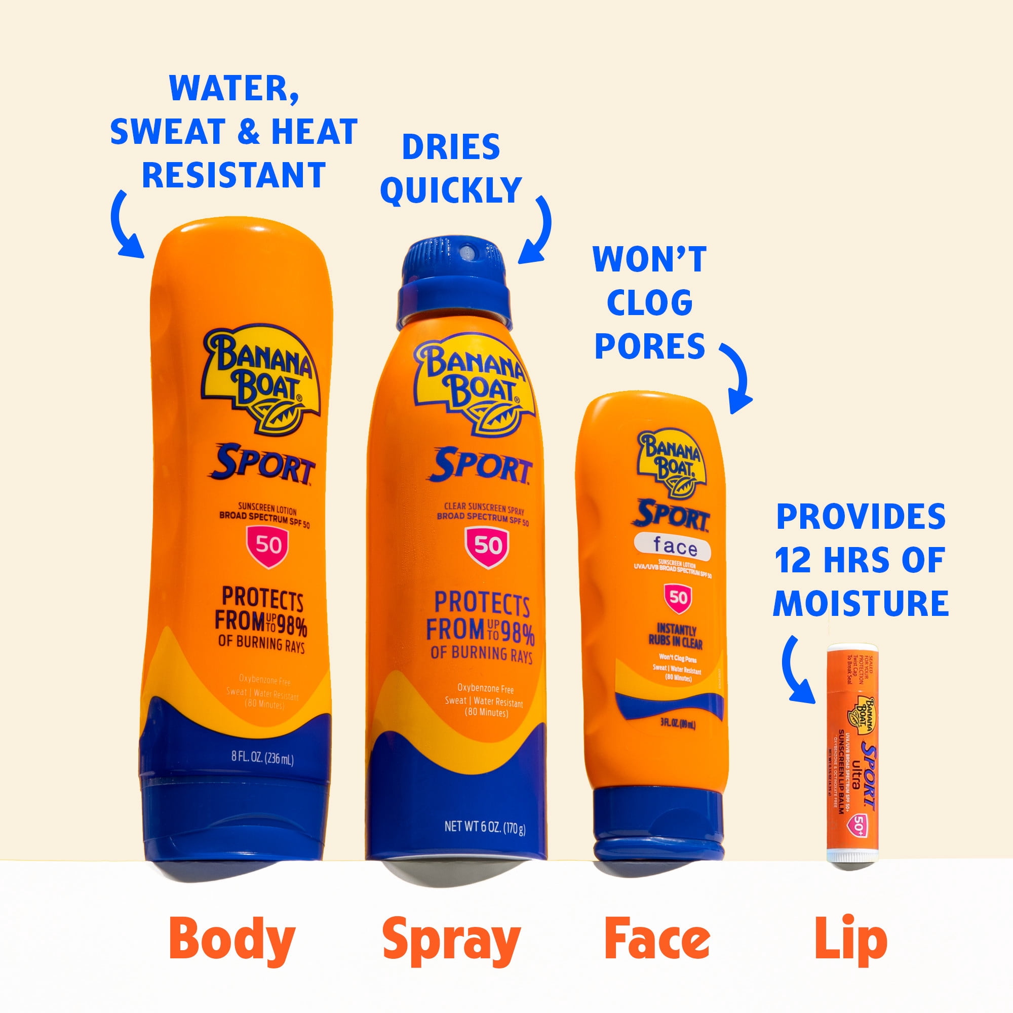 Banana Boat Sport Ultra Sunscreen Spray Twin Pack, SPF 50, 2 6 oz Sprays