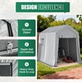 thumbnail image 3 of Clouddwell 6x8 FT Outdoor Portable Storage Shed Tent with Roll-Up Mesh Windows & Reinforced Frame, Motorcycle Storage Shed for Patio Furniture & Equipment Storage, Dark Gray, 3 of 8
